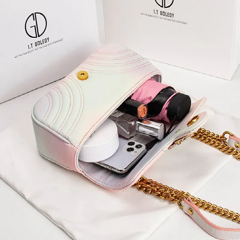 

Luxury Leather Fashion Rainbow Underarm Bag 2021 New Hot-selling Famous Brand Designer Women's Chain Shoulder Messenger Bag Gg