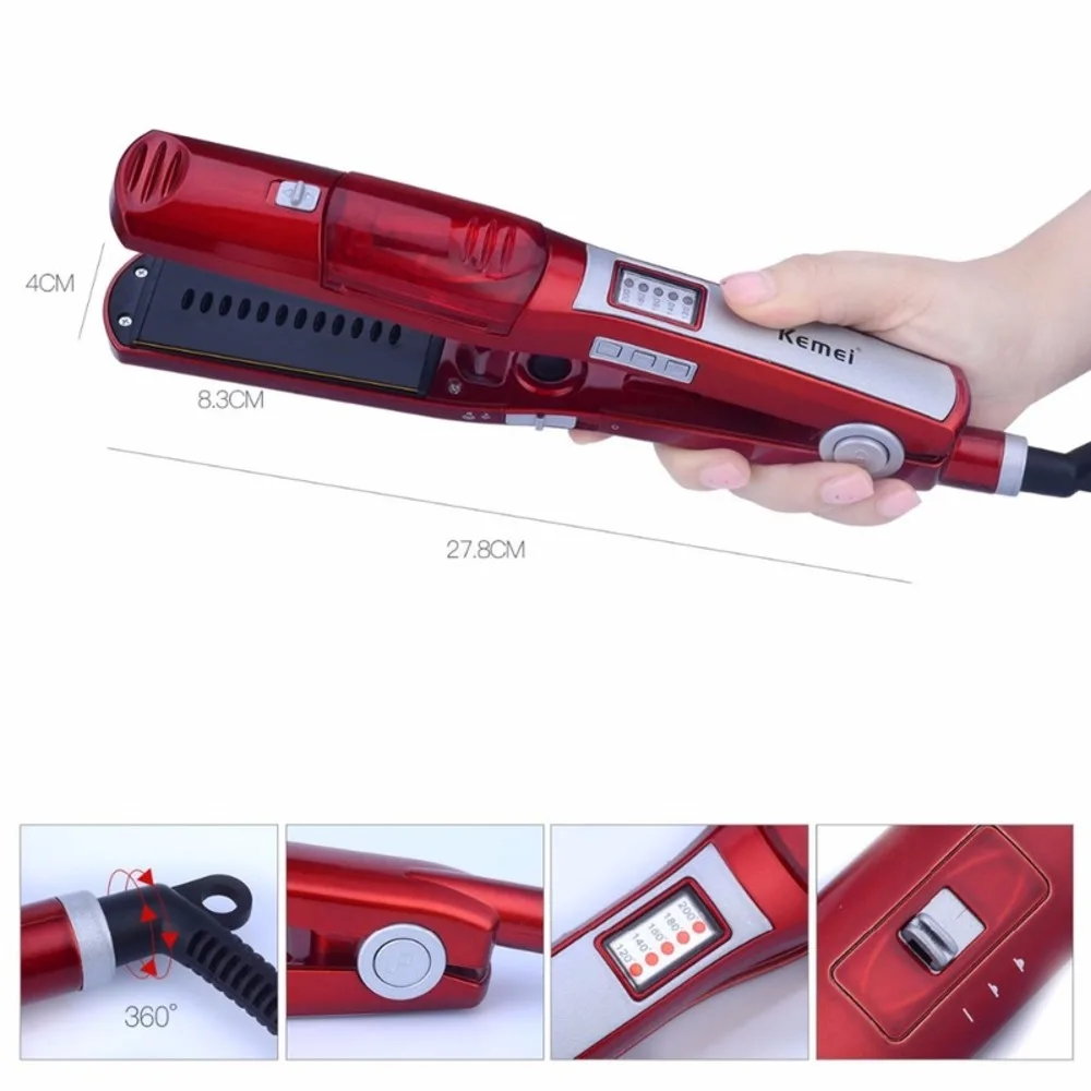 

Professional Steam Hair Straightener Ceramic Flat Iron Steampod Straightening Comb Brush Hair Iron Tool