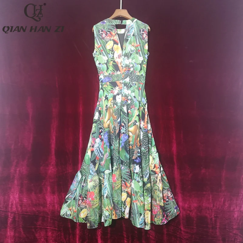 Qian Han Zi 2020 дизайнерское модное летнее платье женское без рукавов с принтом