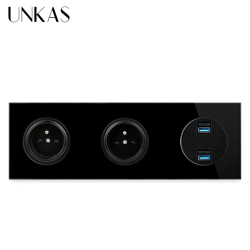 Двойная французская стандартная настенная розетка UNKAS 16 А + женский двойной порт