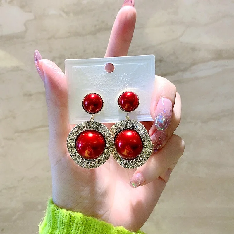 

S925 sterling silver needle size pearl copper micro - set auger stud Earrings South Korean temperament and high - class sense of