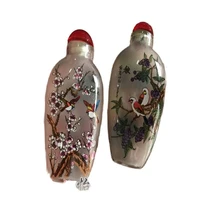 china old beijing painted snuff bottle glass bottle flowers and birds picture