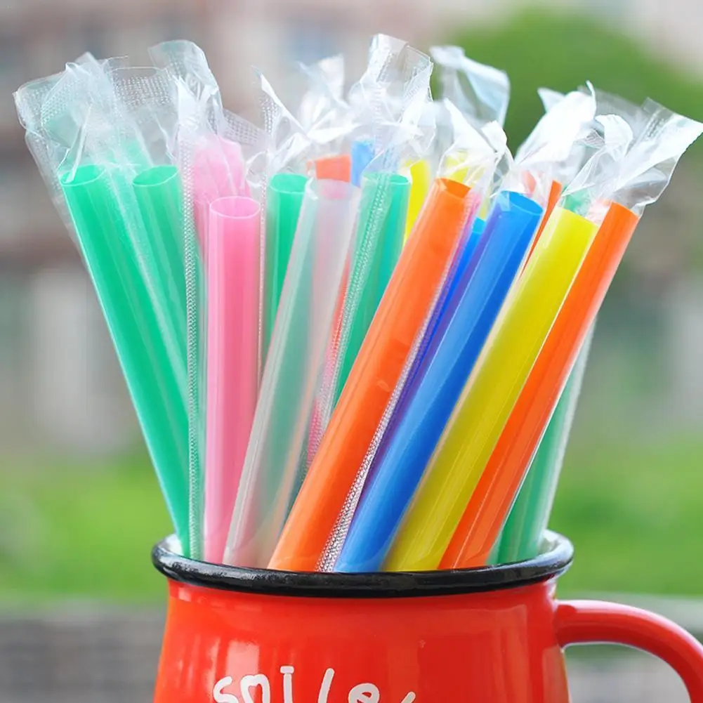 

50PCS Disposable Jumbo Colored Straw Pearl Milk Tea 19cm Juice Tea Bubble Beverage Drinking E1I0 Drink Supplies Party Straw