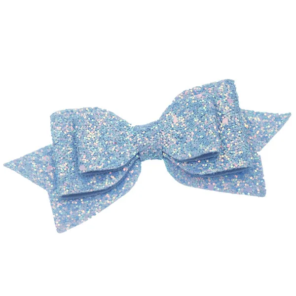 blue 5 дюймов Детские блестящие банты с блестками diy цветочные аксессуары Бутик банты для волос без повязки на голову без зажима аксессуары для волос для девочек 5 шт./лот - Цвет: blue