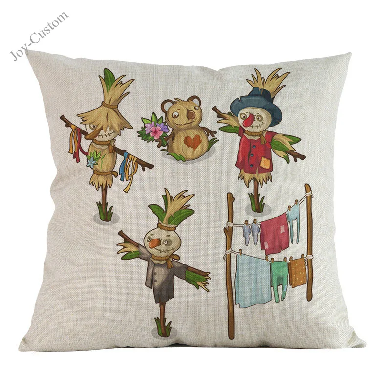 Happy Halloween Cartoon Pumpkin Scarecrow Pattern Linen Pillow Case Home Sofa Chair Festival Decoration Cushion Cover |