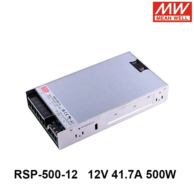 

MEAN WELL RSP-500-12 110V/220V AC TO DC 12V 41.7A 500W Single Output Switching Power Supply PFC Driver for Laser Machine