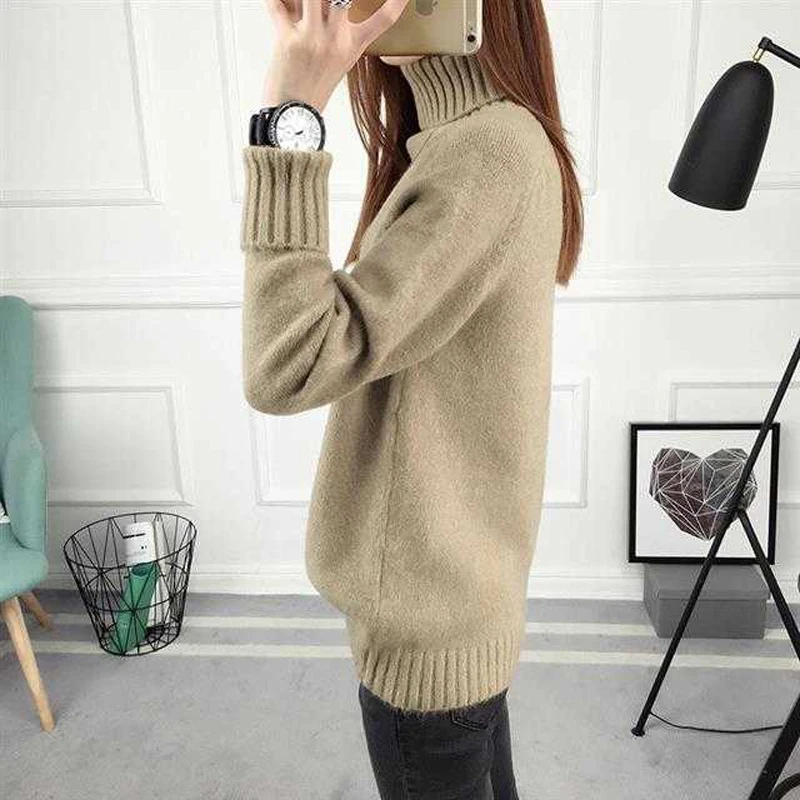 Осенне-зимний однотонный теплый повседневный женский плотный свитер HStar Женская