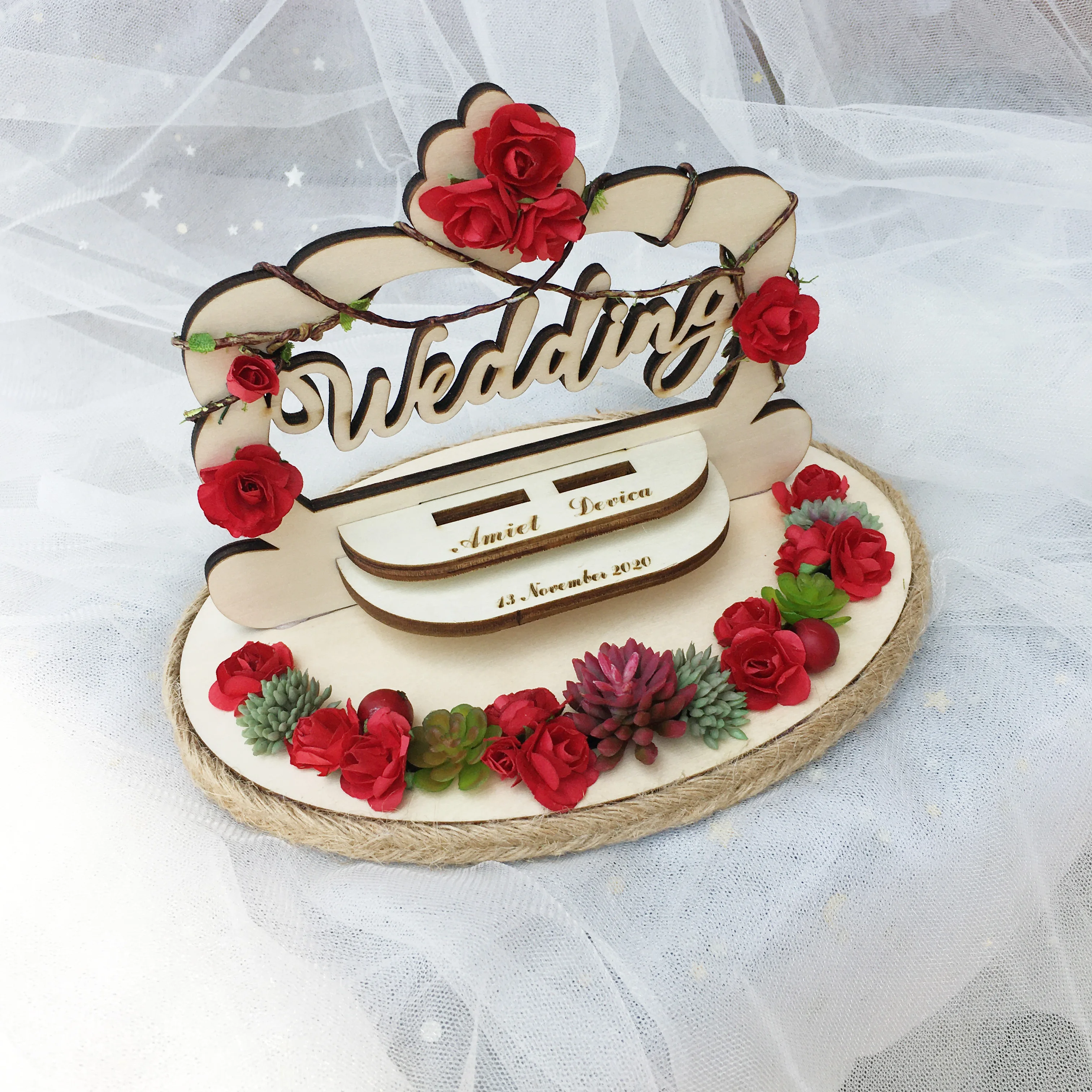 Custom свадебное кольцо для жениха реквизит фотосессии рустикальное деревянное