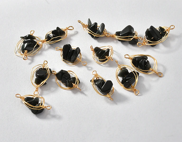 DIY ручной работы медная проволока намотка двойной висящий рок кристалл гравий