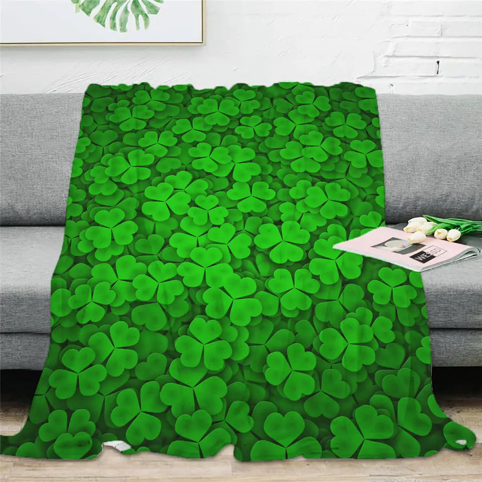 

Green Sofa Blanket With 3D Leaves Flannel Bed Linen For Kids Winter Bedspread Pet Dog Blanket Small Light Portable Multi-purpose
