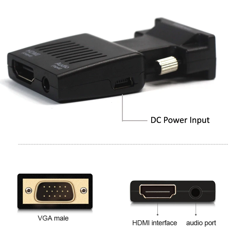 Преобразователь из VGA в HDMI кабель адаптера с USB 1080p Male к Famale VGA2HDMI AV Video для ПК