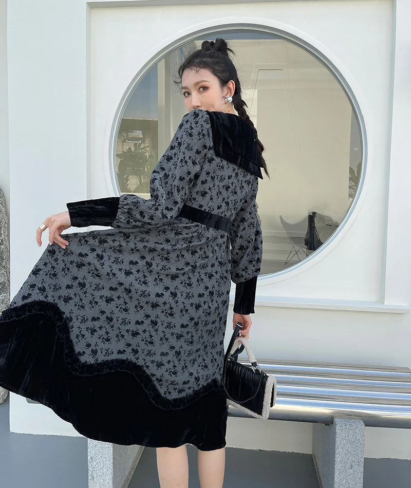 

Patchwork Dresses 2021 New Spring Women Loose Long Sleeve Casual Dress Female Elegant Streetwear Party Clothes C563