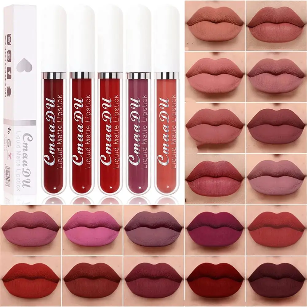 

wine lip tint 24 Hour Long Lasting Waterproof Matte Lip Gloss Lip Stain Dark Red Matte Lip Gloss 18 Colors Makeup Gift for Women