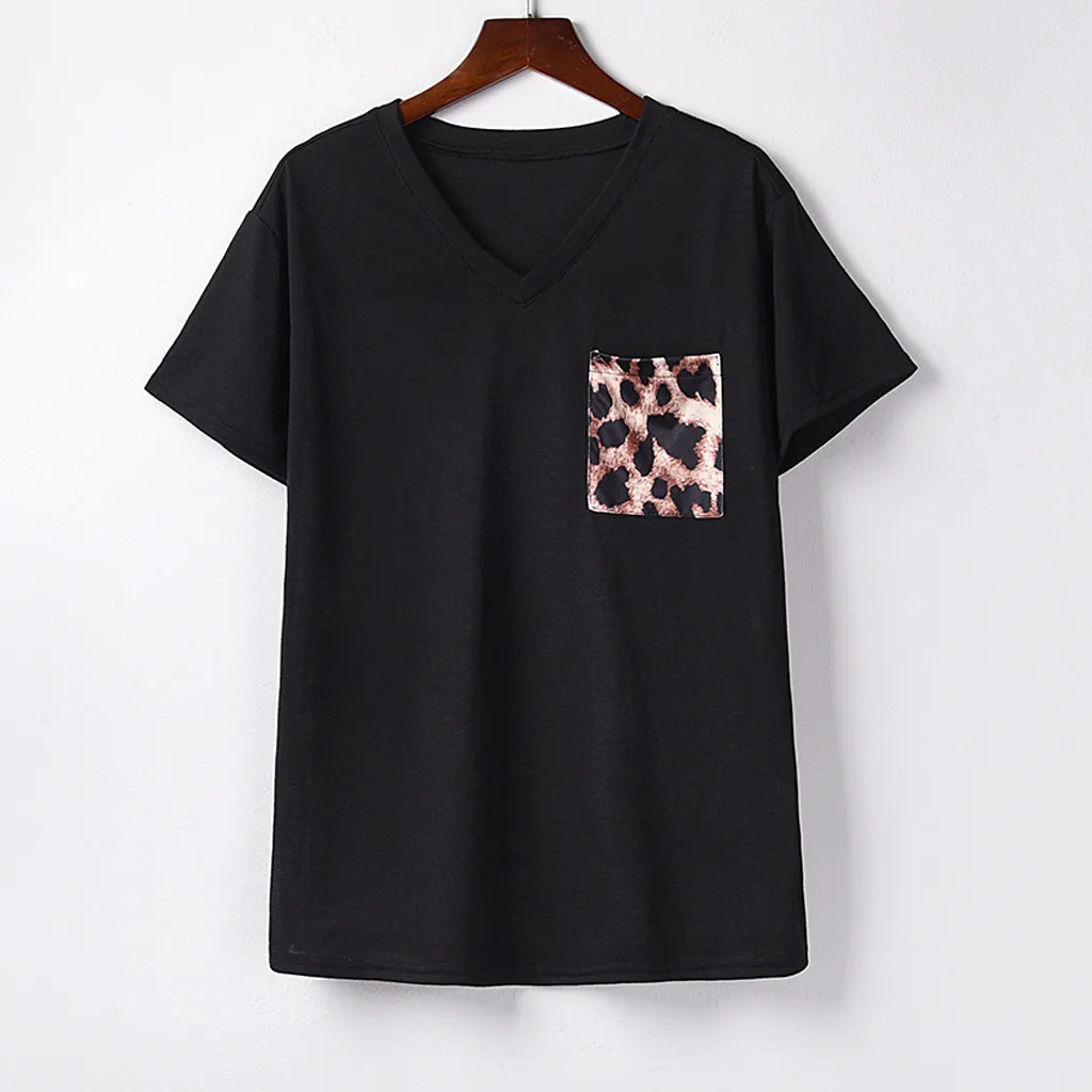 Модные новые женские летние топы с круглым вырезом и леопардовым принтом