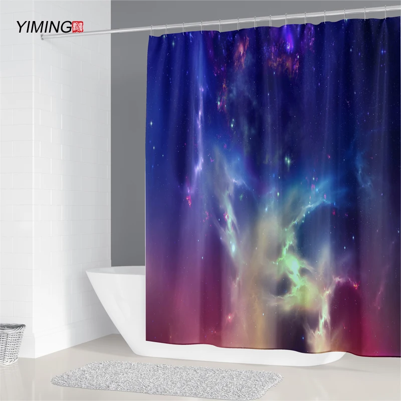 Голубая космическая галактика звездное небо Печать занавеска для душа плесень