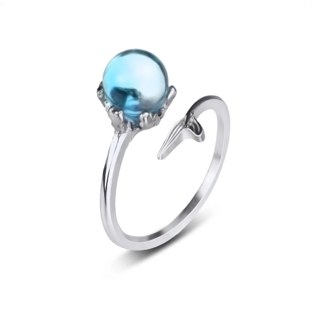 

Mermaid Tail Finger Ring Korean Fashion Silver Color Adjustable Open Ring Women Crystal Jewelry