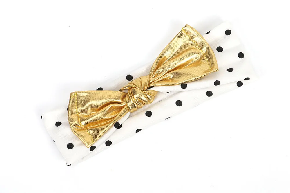 Золотая повязка на голову для новорожденных в горошек оголовье девочек