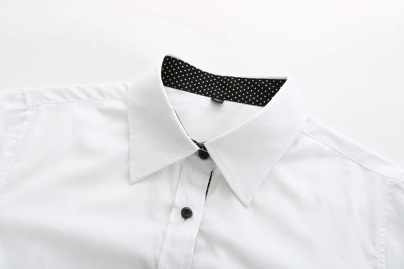 Женская блузка с длинным рукавом Dioufond белая черная приталенная хлопковая