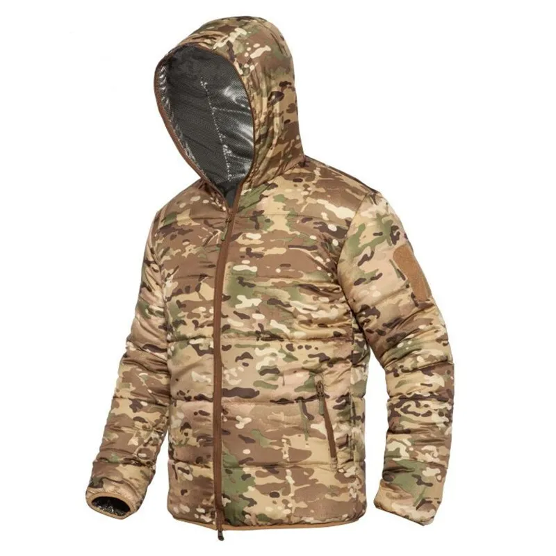 

Men Winter Thermal Jackets Outdoors Sports Hooded Coats Windproof Warm Windbreaker Military Camouflage Jacket Hiking Clothing