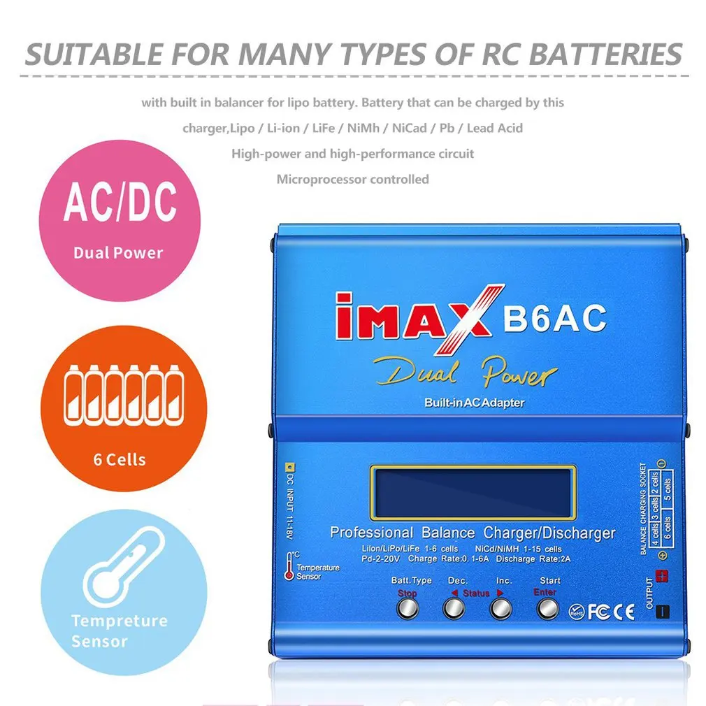 Лидер продаж! Зарядное устройство iMAX B6 AC B6AC Lipo NiMH 3S/4S/5S RC с ЖК-экраном | Игрушки и