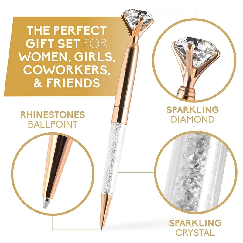 6x Изящные шариковые ручки с кристаллами и бриллиантами черные чернила заправки