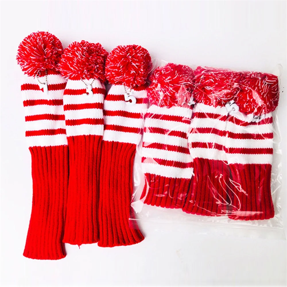 

3 Pcs Golf Club Head Covers Cutest Pom Pom Retro Classic Head Cover for Driver Wood and Fairway Wood Hybrid