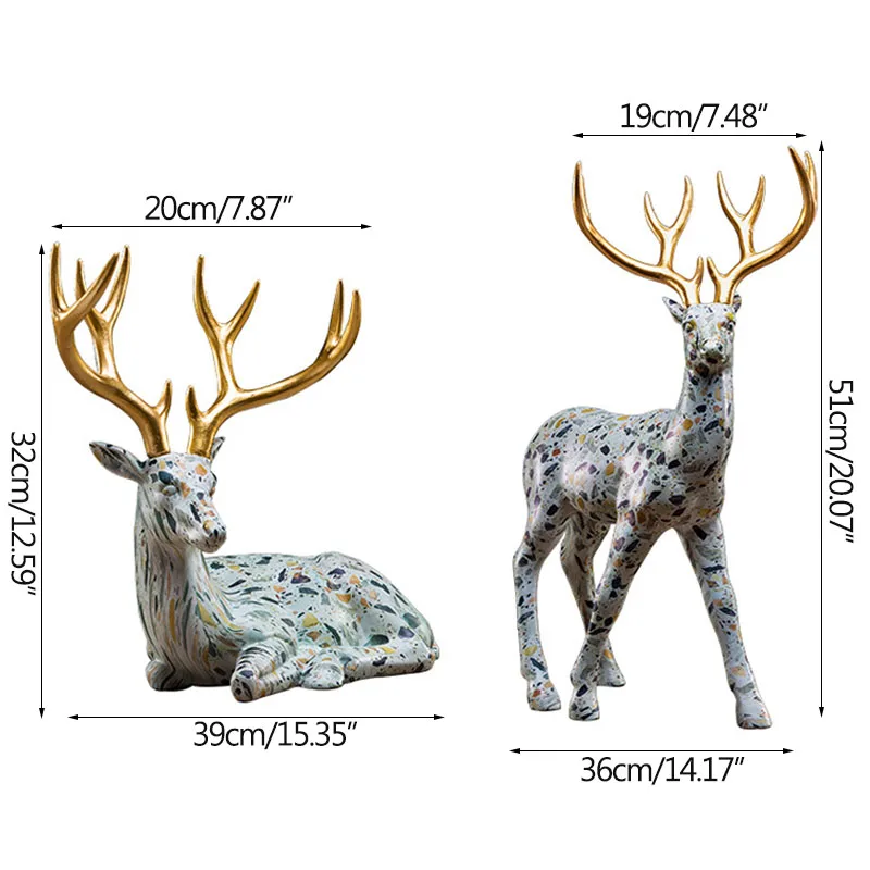 

Strongwell Nordic Color Deer Sculpture Modern Art Craft Soft Decoration Hotel Model Room Home Decoration Wedding Gift