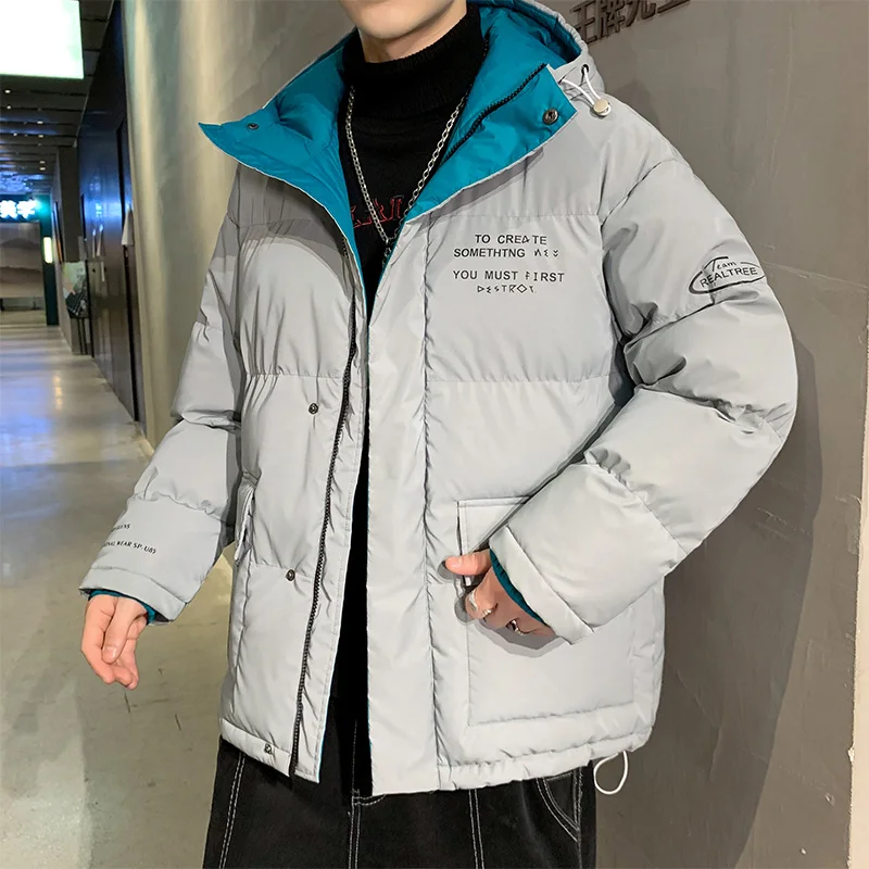 Fashion Winter Cotton-Padded Jackets Men's Outwear Hooded Parkas Casual Youth Thick Warm Coats Loose Tops Wadded Jacket Clothing