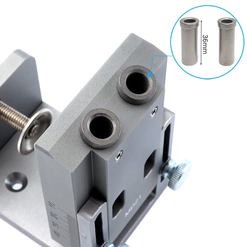 

Aluminum Alloy 9mm Pocket Hole Jig Set Dowel Drilling Hole Kit Carpentry Punch Locator Woodworking Drill Guide Tool