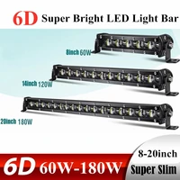 6d lens super slim led light bar 60w 120w 180w for car tractor suv truck boat 4wd 4x4 offroad atv led work lights driving lamp