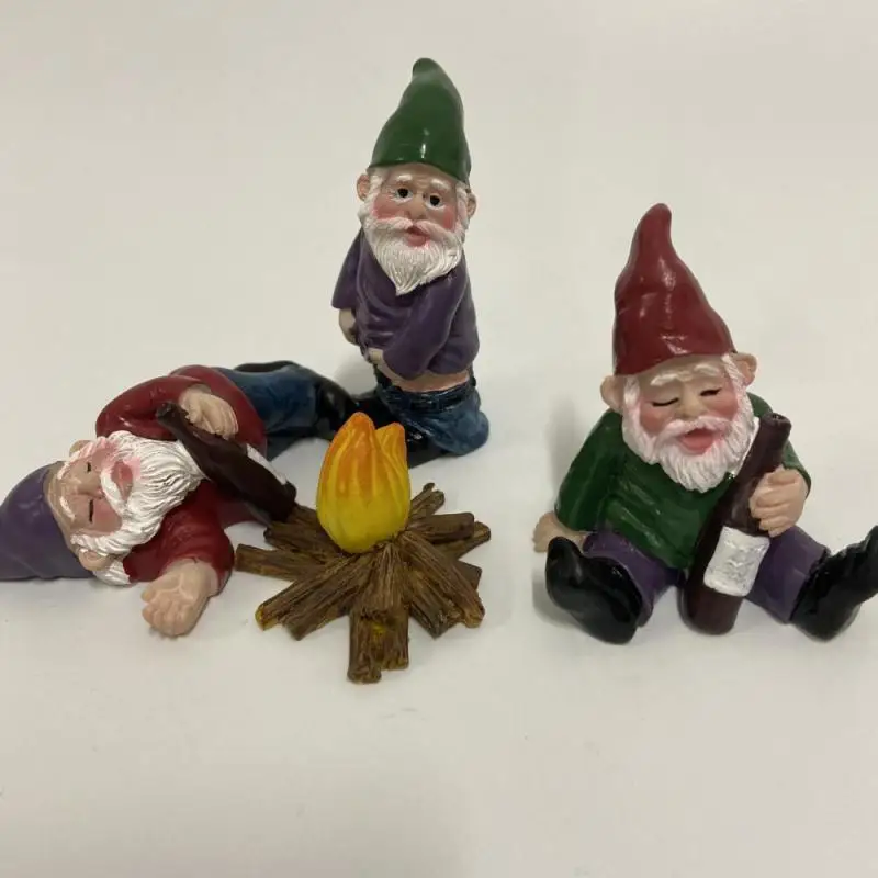 

4 шт. мини-статуэтки гномов пьяных, статуэтки гномов из смолы, милые украшения «сделай сам» бонсай для стола, искусственный Декор