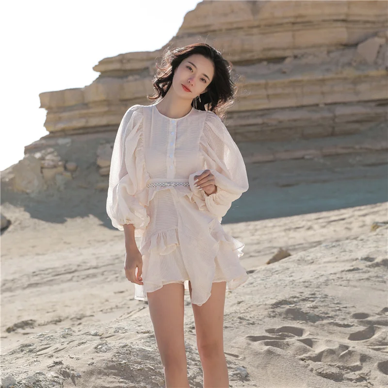 

2021 newDress 2020 autumn waist show thin temperament Ruffle pleated small loose skirt