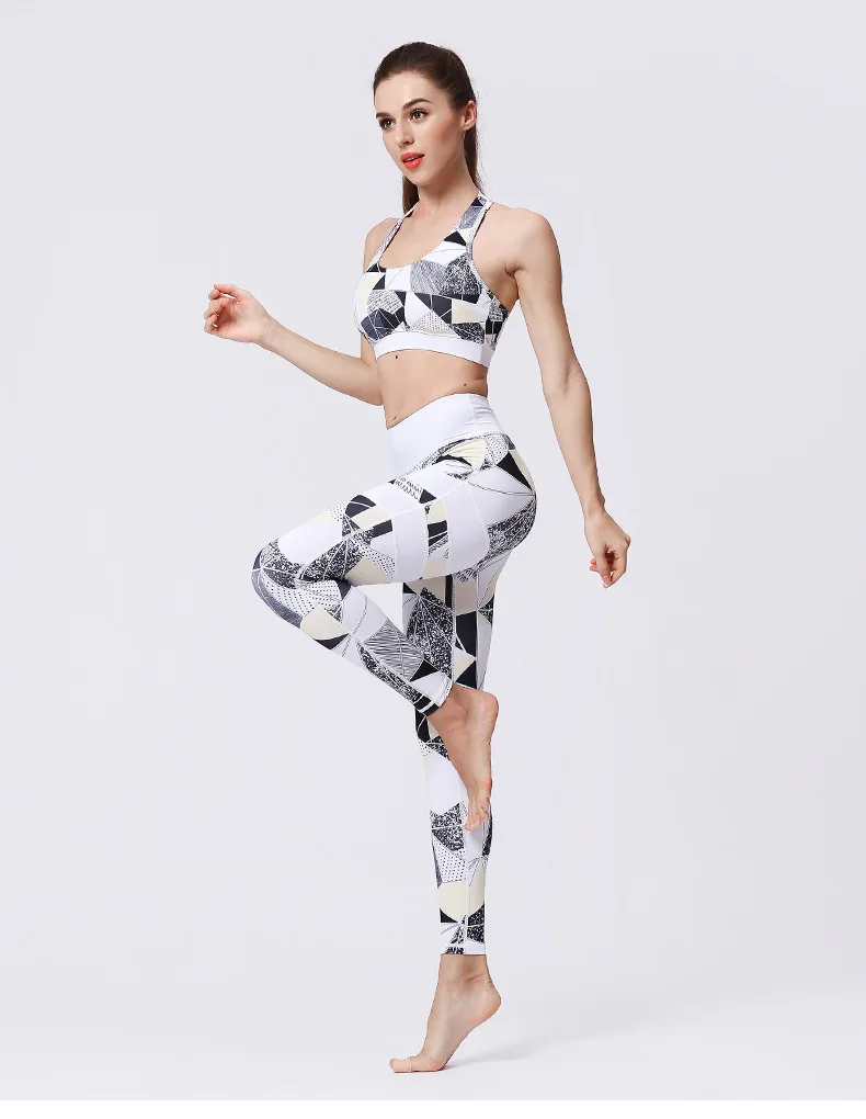 Спортивный Быстросохнущий бюстгальтер с принтом для йоги фитнеса бега трико