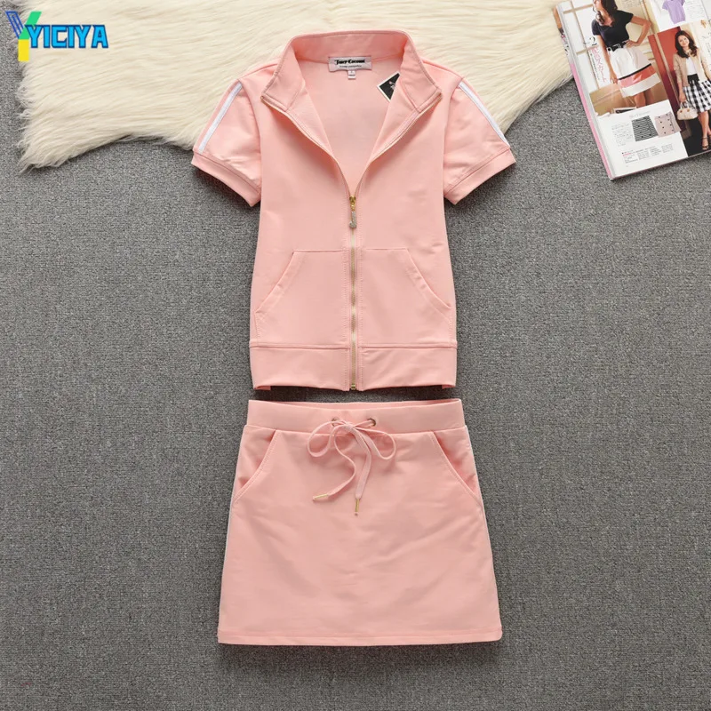 

YICIYA Summer leisure sports suit women's short sleeve shorts temperament show thin skirt two-piece fashion tennis tracksuit