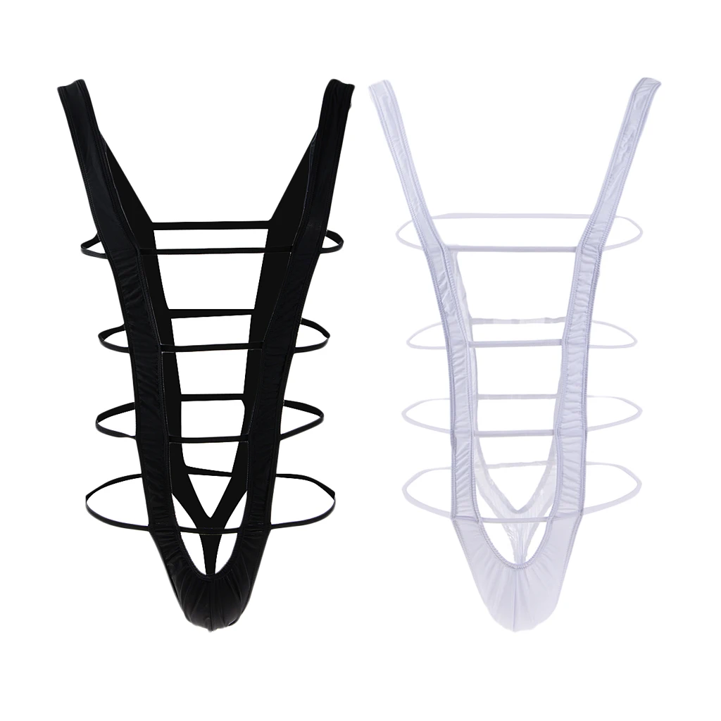 

2/pack Men Sexy Black White Borat Mankini Harness Bikini Lingerie Pouch Thong Underwear Nightwear