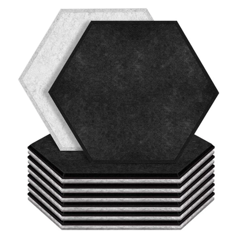 Набор из 12 шестиугольник Акустические панели скошенный край изготавливаем звукоизоляционные пенопластовые панели, звукоизоляция, набивоч...