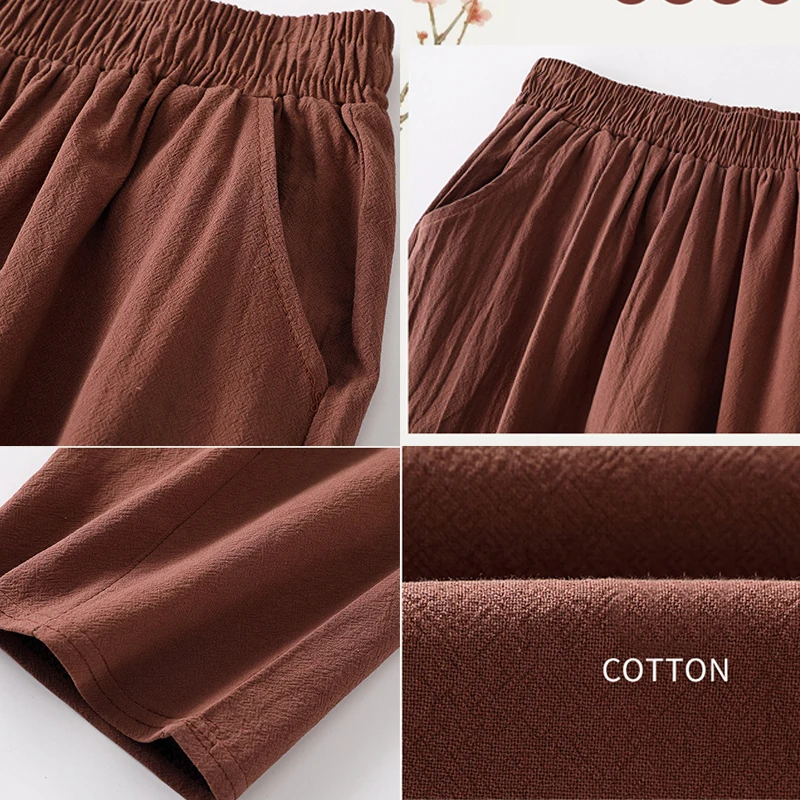 

Spring Summer Cotton Linen Pants Large Size Women's Trousers Solid Casual Loose Linens Capri Pants Female Harem Pants Women