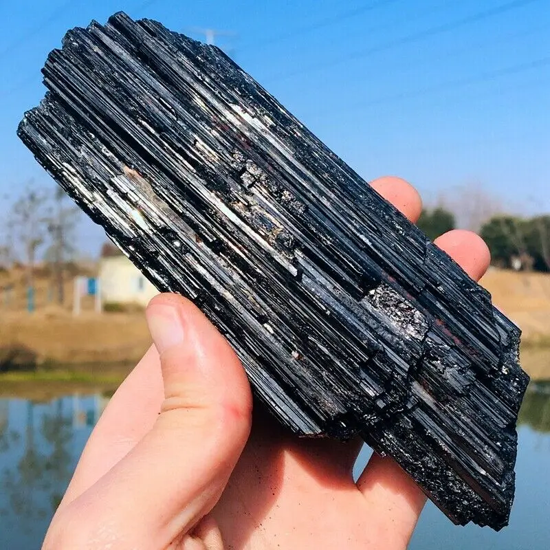

300-1000g NATURAL BLACK TOURMALINE CRYSTAL STONE ORIGINAL