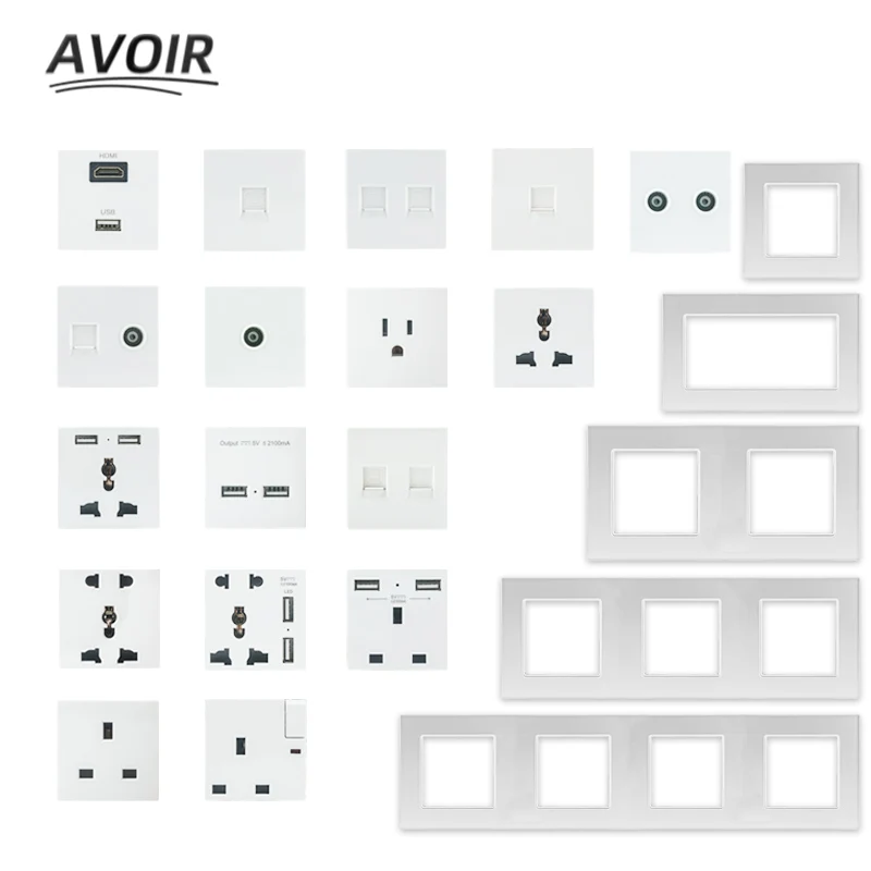 Белый пластиковый модуль 43diy стеклянная панель искусственная ТВ Сетевая розетка