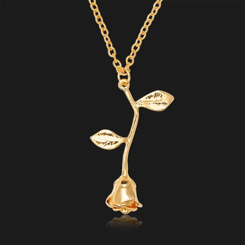 1 Pcs Delicate Rose Flower Pendant Necklace | Дом и сад