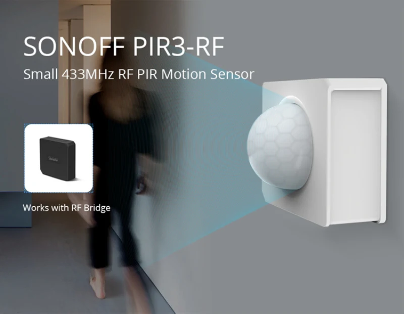 SONOFF PIR3-RF 433MHz EWelink RF PIR Motion Sensor Dual-mode Switching Security Alarm Notification Work With Bridge | Электроника
