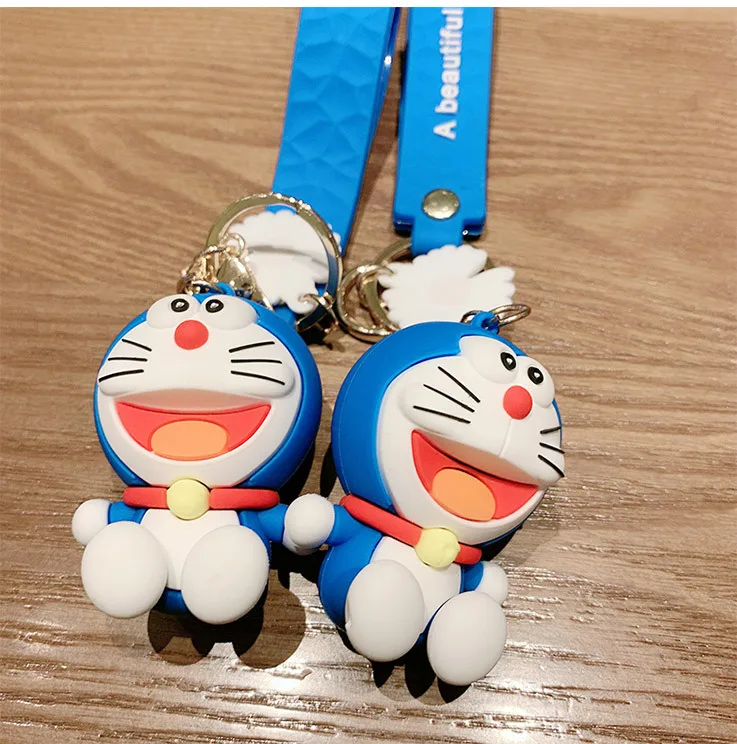 

Cute Jingle Cat Key Chain Doraemon Ornaments Car Schoolbag Keychains Pendant Cartoon Custom Gift Student Lover Keyring Wholesal