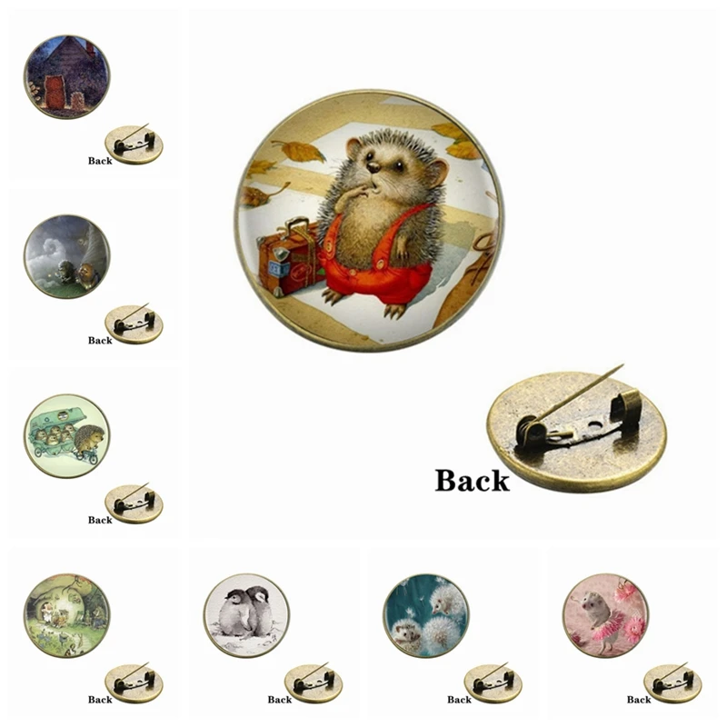 Новые милые животные Ежик Броши Булавки для женщин и мужчин стеклянная брошь