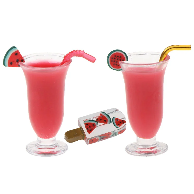 

Новый миниатюрный кукольный домик «сделай сам», сок арбуза с соломинкой, фруктовый лед 1:12, кухня для кукольного домика