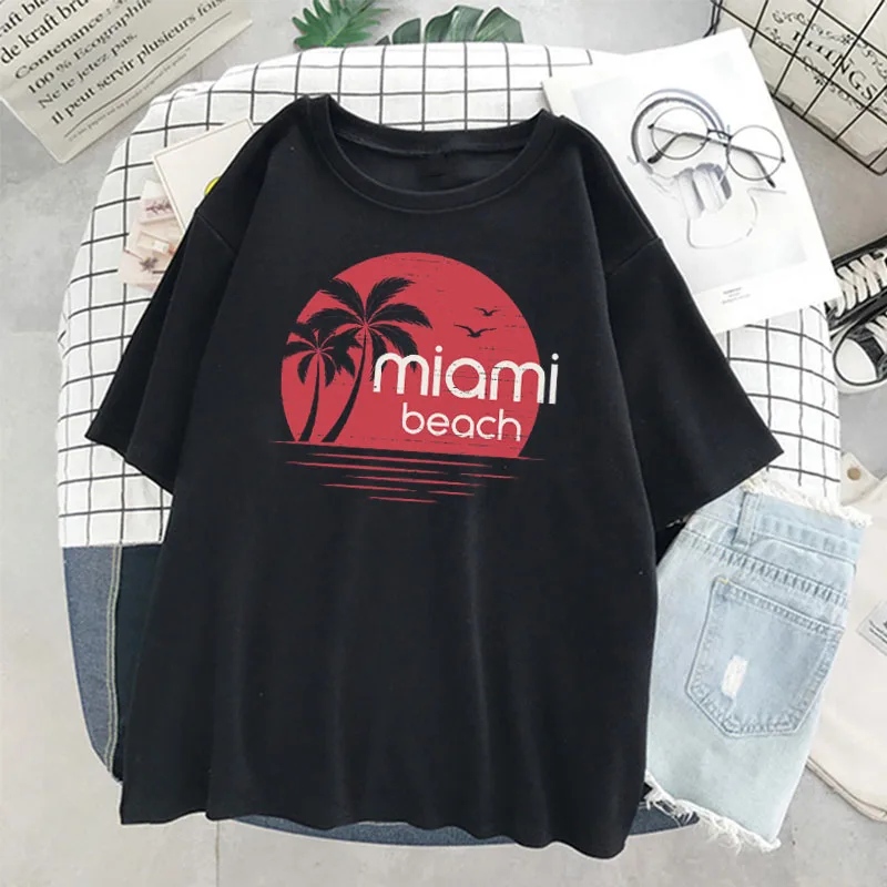 Женская футболка с надписью California Пляжная свободная в стиле Харадзюку уличная