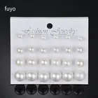 Серьги-гвоздики белые с имитацией жемчуга, 12 парткомпл., Комплект сережек для женщин