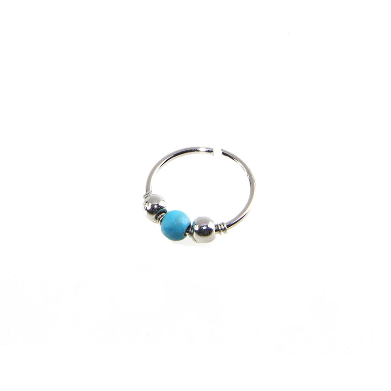 Stone Silver 1 шт., модное регулируемое кольцо в нос, шпильки из нержавеющей стали, кольцо для перегородки, кольцо для пирсинга, кольцо в форме губ для женщин - Окраска металла: Stone Silver