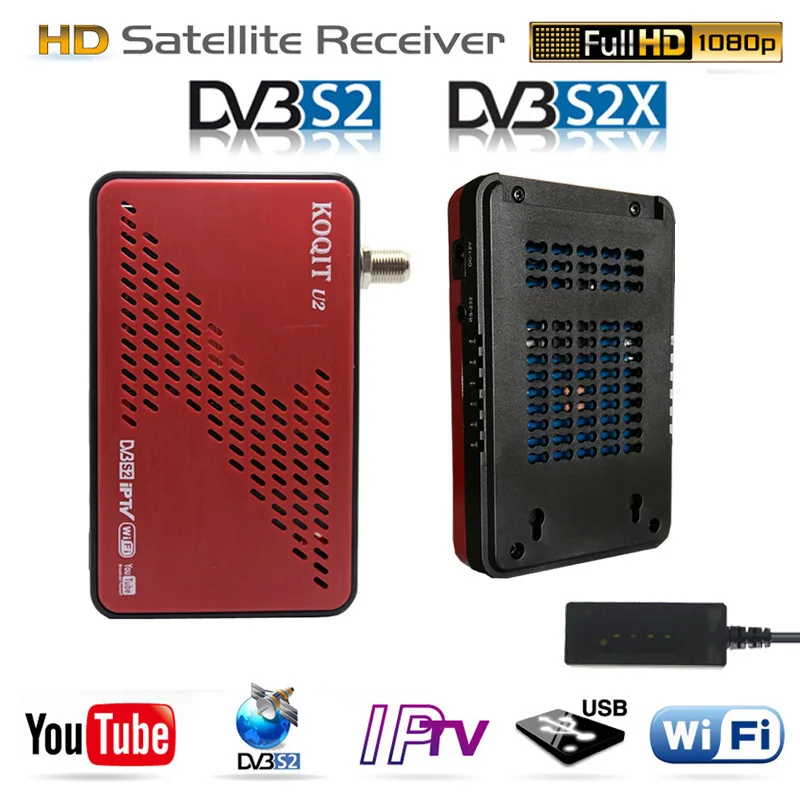 Koqit u2 satellit receiv DVB-S2 DVB-S2X спутниковый ТВ приемник iP tv wifi Finder DVB S2 декодер Scam/iks Biss VU Youtube