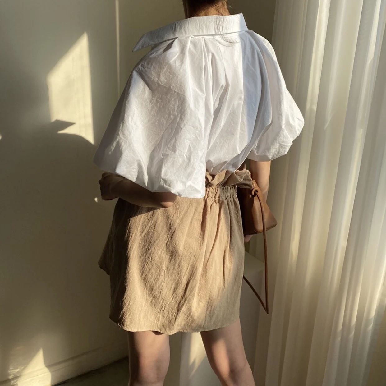 

2 Piece Sets Womens Outfits Spring Blouse Women Shirt Long Sleeve High Waist Shorts Womens Trousers Two Piece Set Office