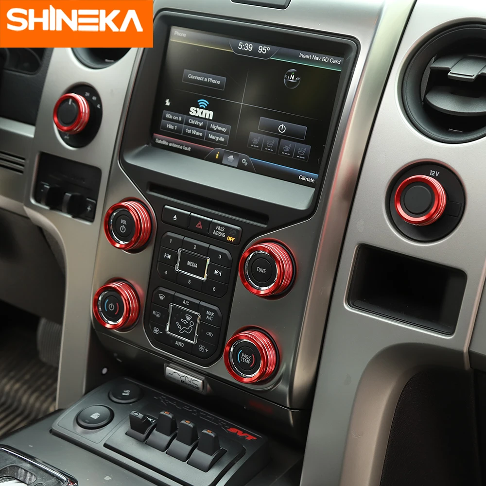 

SHINEKA Interior Mouldings For Ford F150 2009-2014 4WD Drive Headlight Switch Button Decoration Covers Stickers For Ford F150